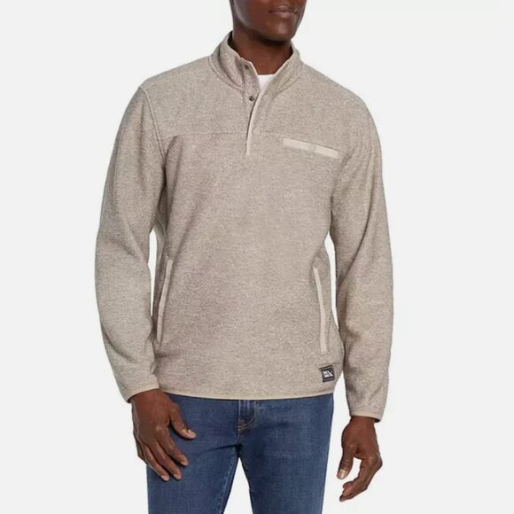 Eddie Bauer Men's Fleece Beige Ivory Sweater Sweatshirt Size XXL - Picture 2 of 13